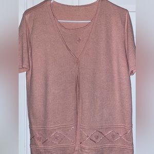 Vintage baby pink cardigan + attached under top